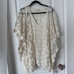 Free People O/S Cream Ivory Lace Embroidered Mini Dress Cover Up Womens Swim NEW